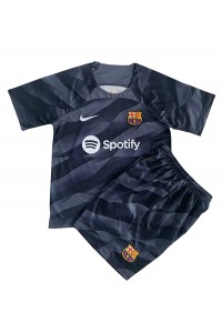 Barcelona Maalivahti Jalkapallovaatteet Lasten Vieraspeliasu 2023-24 Lyhythihainen (+ Lyhyet housut)